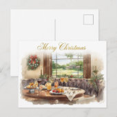 ゴルフコースのクラブハウスからメリークリスマス シーズンポストカード (正面/裏面)