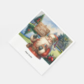 ゴルフコースのゴルフクリスマスサンタクロース スタンダードランチョンナプキン (角)