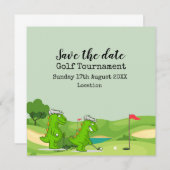 ゴルフコースのゴルフクロコダイルおもしろいパーティー 招待状 (正面/裏面)