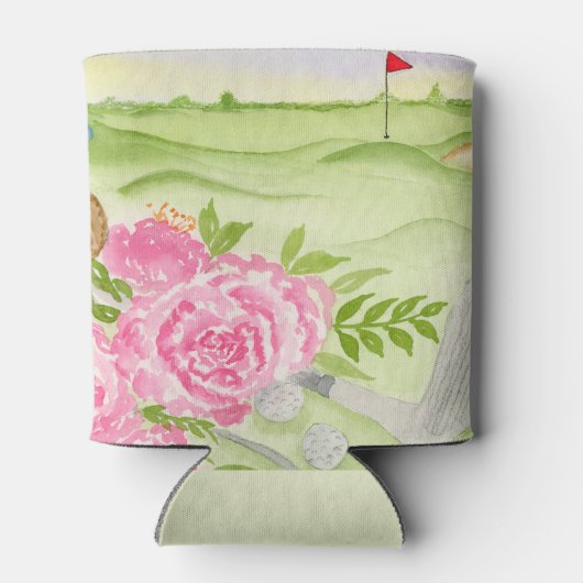 ゴルフコースの水彩牡丹 缶クーラー (裏面)