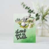 ゴルフコースの水彩画 ゴルフグローブとボール ポストカード (スタンド正面)