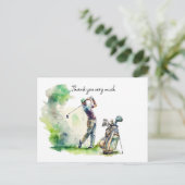 ゴルフコースの水彩色サンキューカード ポストカード (スタンド正面)