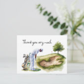 ゴルフコースの水彩色サンキューカード ポストカード (スタンド正面)