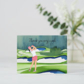 ゴルフコースの水彩色サンキューカード ポストカード (スタンド正面)