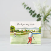ゴルフコースの水彩色サンキューカード ポストカード (スタンド正面)