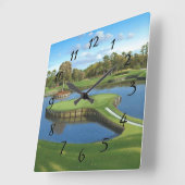 ゴルフコースの穴の背景 スクエア壁時計 (傾斜)