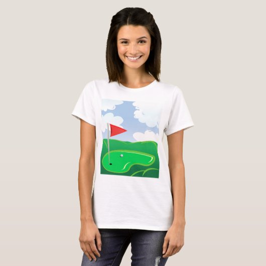 ゴルフコースの緑レディースTシャツ Tシャツ (正面フル)