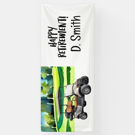 ゴルフコースの背景を持つゴルフリタイア 横断幕 (縦)