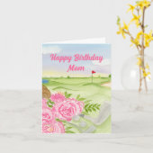 ゴルフコースの芍薬でお母さんお誕生日おめでとう カード (黄色い花)