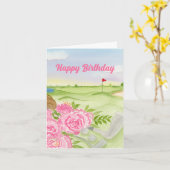 ゴルフコースの芍薬でお誕生日おめでとう カード (黄色い花)