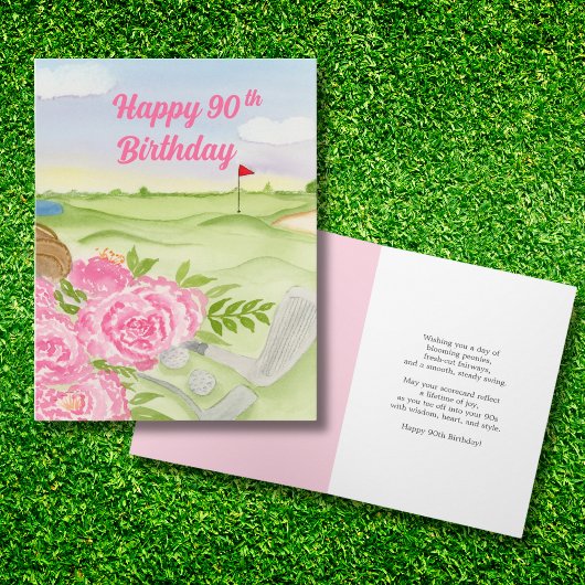 ゴルフコースの芍薬で90歳の誕生日おめでとう カード