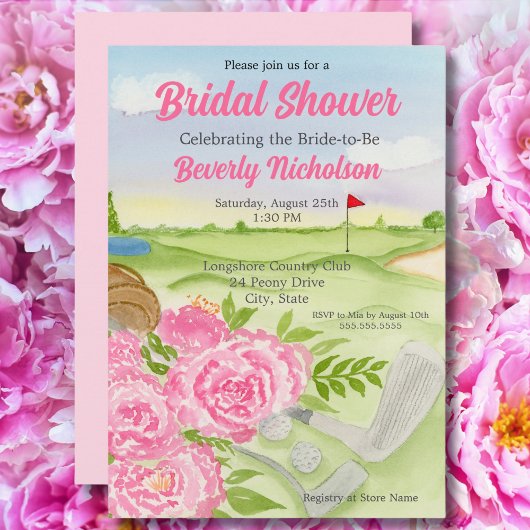ゴルフコースの芍薬 ブライダルシャワーパーティー 招待状