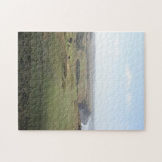 ゴルフコースの風景の写真を覆う海景色 ジグソーパズル (横)