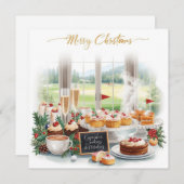 ゴルフコースを背景にしたゴルフクリスマスパーティー 招待状 (正面/裏面)