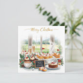 ゴルフコースを背景にしたゴルフクリスマスパーティー 招待状 (スタンド正面)