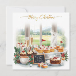 ゴルフコースを背景にしたゴルフクリスマスパーティー 招待状