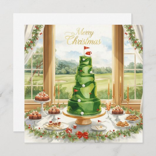 ゴルフコースクラブハウスより、メリークリスマス! シーズンカード (正面/裏面)