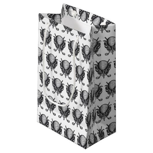 ゴルフコースゴルファーのギフトクラブTボールペンアンドインク スモールペーパーバッグ (正面アングル)