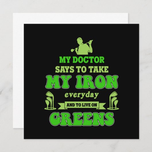 ゴルフコースゴルファーゴルフパターキャディバーディGif 招待状 (正面/裏面)