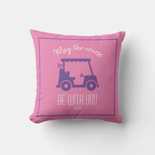 ゴルフコースゴルファー引用文かわいいゴルフカートカスタマイズ クッション (正面)