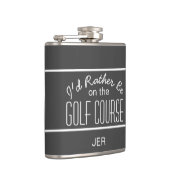 ゴルフコーススポーツ引用文モノグラムのイニシャルグレー フラスク (右)