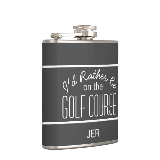 ゴルフコーススポーツ引用文モノグラムのイニシャルグレー フラスク (右)