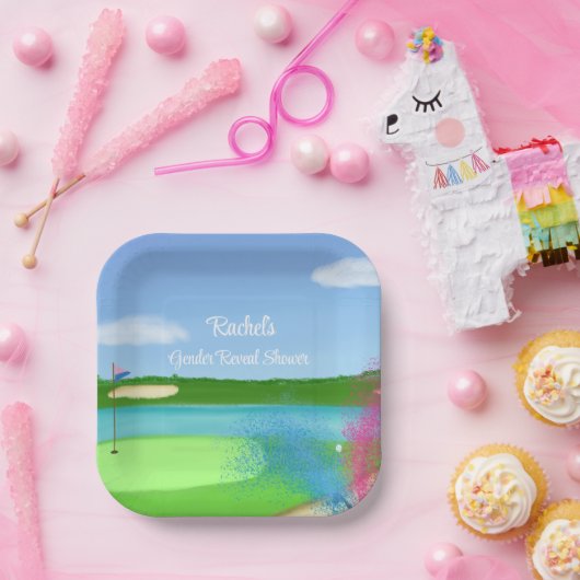 ゴルフコースバンカージェンダーが赤ちゃんシャワーを明らかにする ペーパープレート (パーティー)