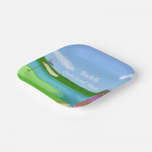 ゴルフコースバンカージェンダーが赤ちゃんシャワーを明らかにする ペーパープレート (傾斜あり)