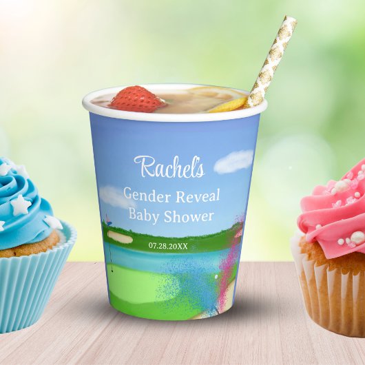 ゴルフコースバンカージェンダーが赤ちゃんシャワーを明らかにする 紙コップ