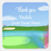 ゴルフコースバンカージェンダーリビールベビーありがとう スクエアシール (正面)