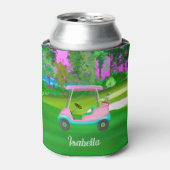 ゴルフコースピンクレザーゴルフカートの日没 缶クーラー (缶正面)