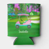 ゴルフコースピンクレザーゴルフカートの日没 缶クーラー (正面)