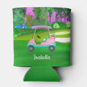 ゴルフコースピンクレザーゴルフカートの日没 缶クーラー (裏面)