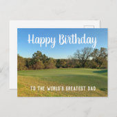 ゴルフコースフォトカスタムハッピーバースデーパパ ポストカード (正面/裏面)