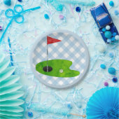 ゴルフコースプレイドブルーホワイトカントリー名門私立校風のクラブ ペーパープレート (パーティー)