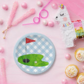 ゴルフコースプレイドブルーホワイトカントリー名門私立校風のクラブ ペーパープレート (パーティー)