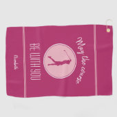 ゴルフコースレディーゴルファーMonogramプロピンクホワイト ゴルフタオル (横)