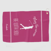 ゴルフコースレディースポーツプロゴルファーモダンピンク ゴルフタオル (横)