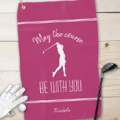 ゴルフコースレディースポーツプロゴルファーモダンピンク ゴルフタオル