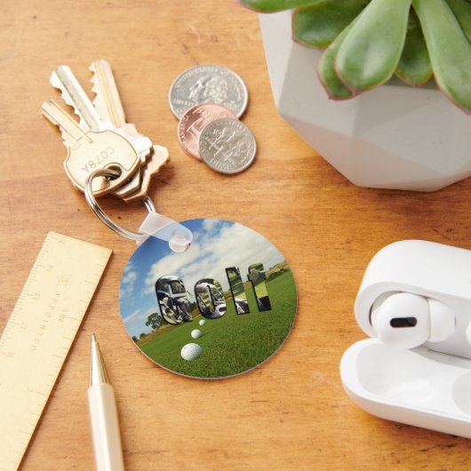 ゴルフコース及びロゴ、キーリング キーホルダー (デスク)