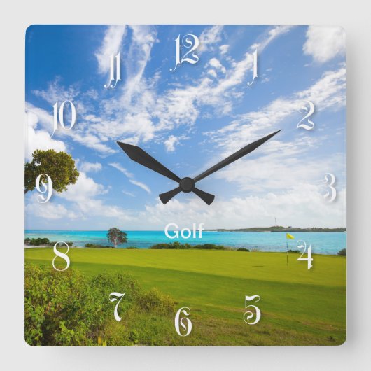 ゴルフコース スクエア壁時計 (正面)