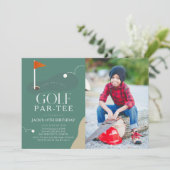 ゴルフコース フェアウェイ 写真 少年 誕生日 パーティー 招待状 (スタンド正面)