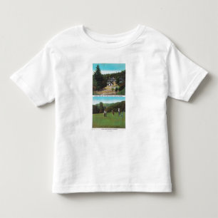 ゴルフコース、Croquetの地面、コテージの眺め トドラーTシャツ