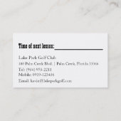 ゴルフコーチのゴルファーの名刺のテンプレート 名刺 (裏面)