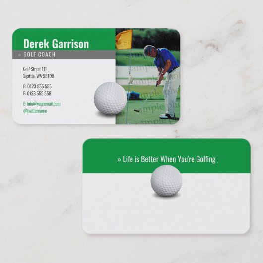 ゴルフコーチプレーヤーフォト |プロフェッショナルスポーツ 名刺 (正面/裏面)