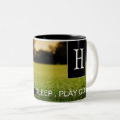 ゴルフコーヒー・マグを食べて下さい、眠らせて下さい、遊んで下さい ツートーンマグカップ (正面右)