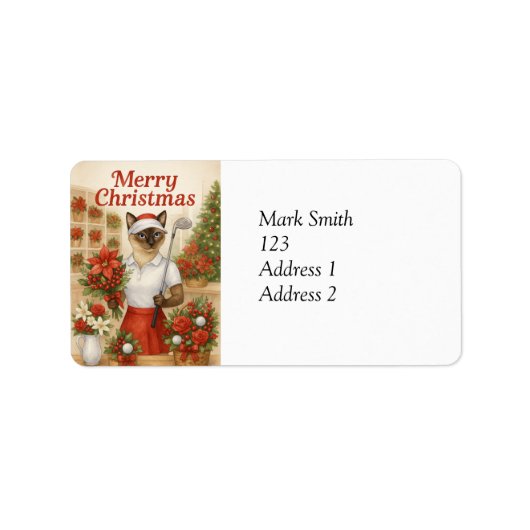 ゴルフゴルファーのゴルフ用にテーマ化された猫好きクリスマス ラベル (正面)