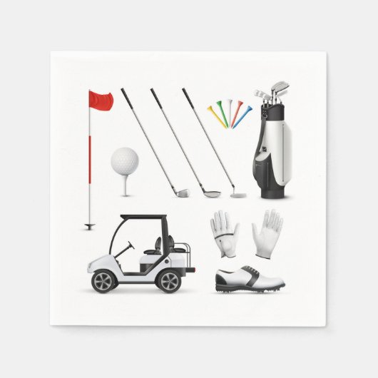 ゴルフゴルファーのゴルフ誕生日パーティー スタンダードカクテルナプキン (正面)