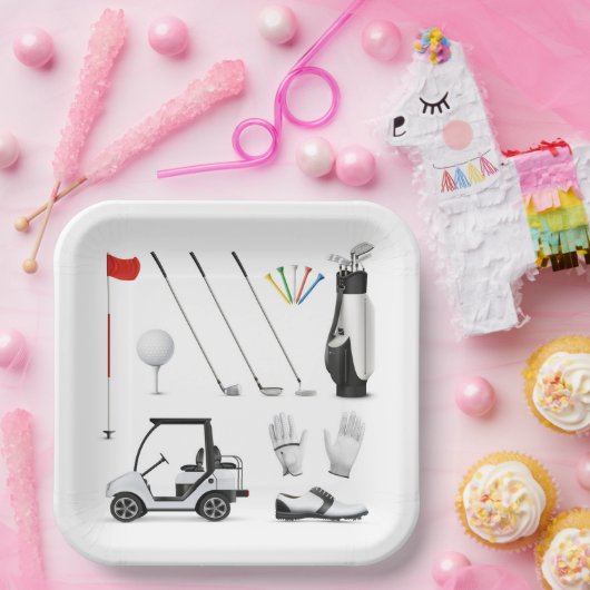 ゴルフゴルファーのゴルフ誕生日パーティー ペーパープレート (パーティー)