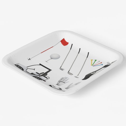 ゴルフゴルファーのゴルフ誕生日パーティー ペーパープレート (傾斜あり)